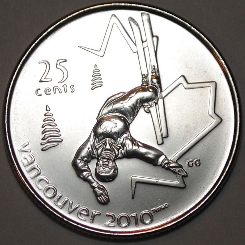 2008 Canadian 25Cent Vancouver 2010 Olympics Freestyle Skiing Quarter